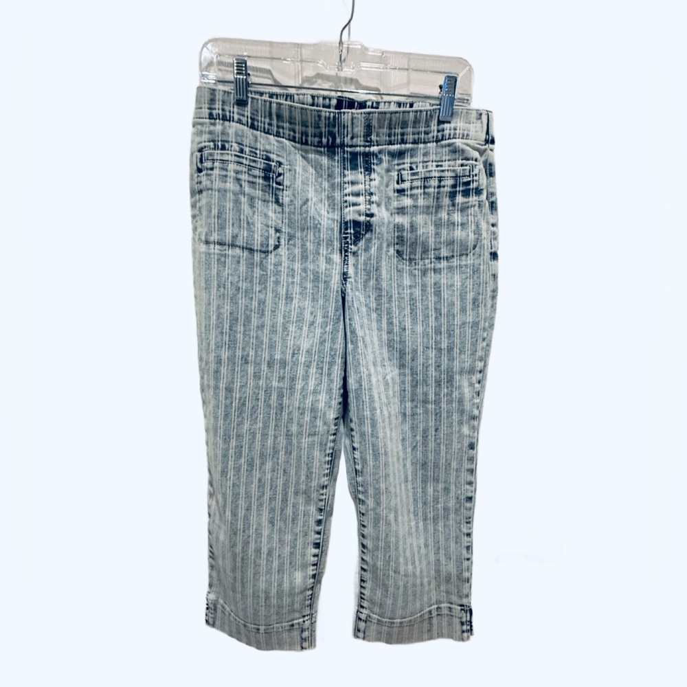 Westbound Blue Striped Denim Crop Pants 8p